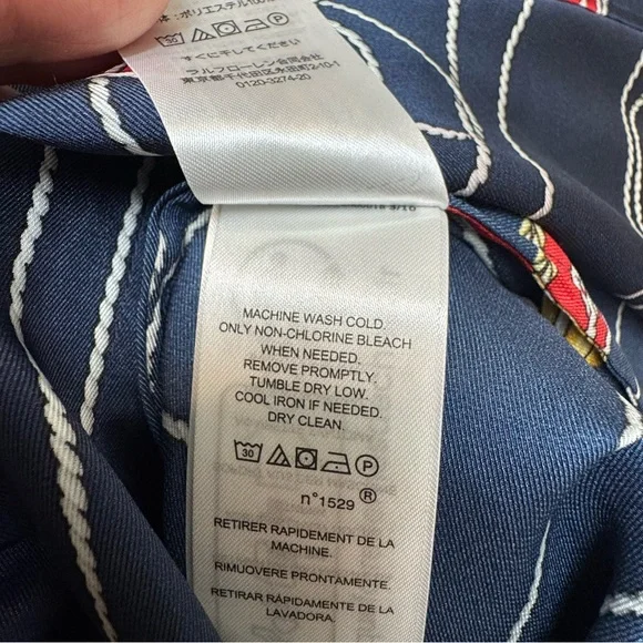 Lauren Ralph Lauren Navy and Green Blouse - Picture 5 of 7